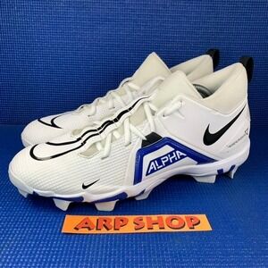 NIKE ALPHA MENACE 3 SHARK Men`s Size 12 White Blue Football Cleats CV0582-101
